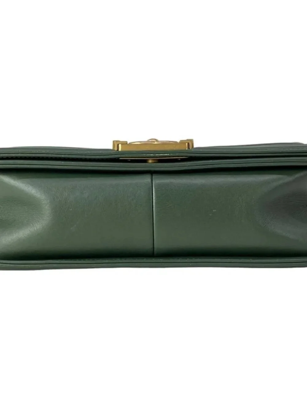 CHANEL Boy Chanel /Matelasse Dark Green Leather Shoulder Bag gold hardware